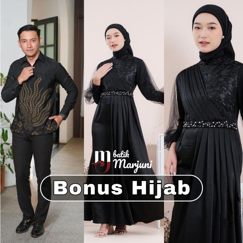 PROMO / (Ada JUMBO) Amara Dress Couple Kemeja Batik Gamis Busui Brokat Kombinasi Gamis Muslim Wanita