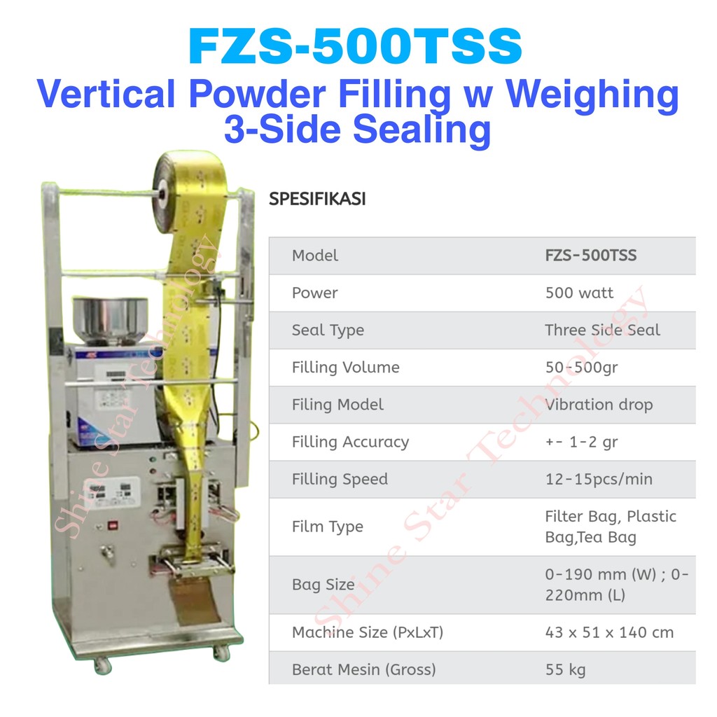 WIRAPAX Mesin Sachet Otomatis Granule Semi Powder Sachet Machine FZS-500TSS FZS-500BS WIRAPAX