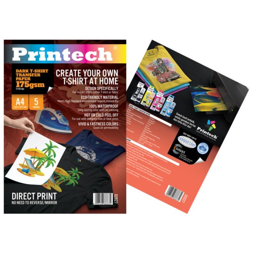 

Kertas Dark T-Shirt Transfer Paper Printech 175 Gsm A4 Warna Gelap Kertas T-Shirt Transfer