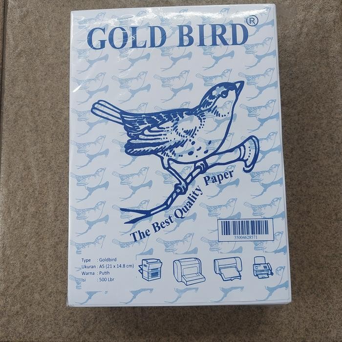 

KERTAS HVS A5 70 merk Gold Bird isi 500 lbr