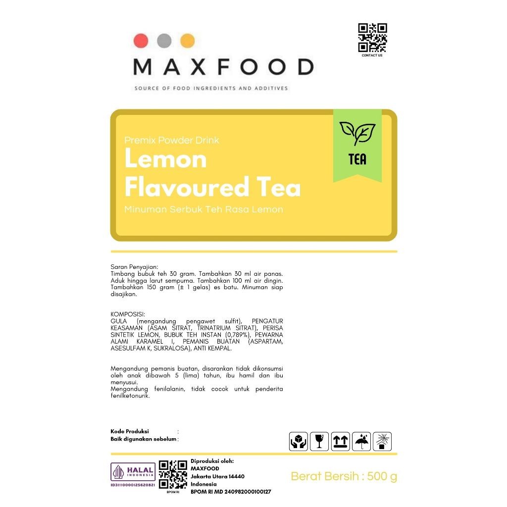 

MAXFOOD - Lemon Tea / Bubuk Minuman Rasa Teh Lemon 500 GR