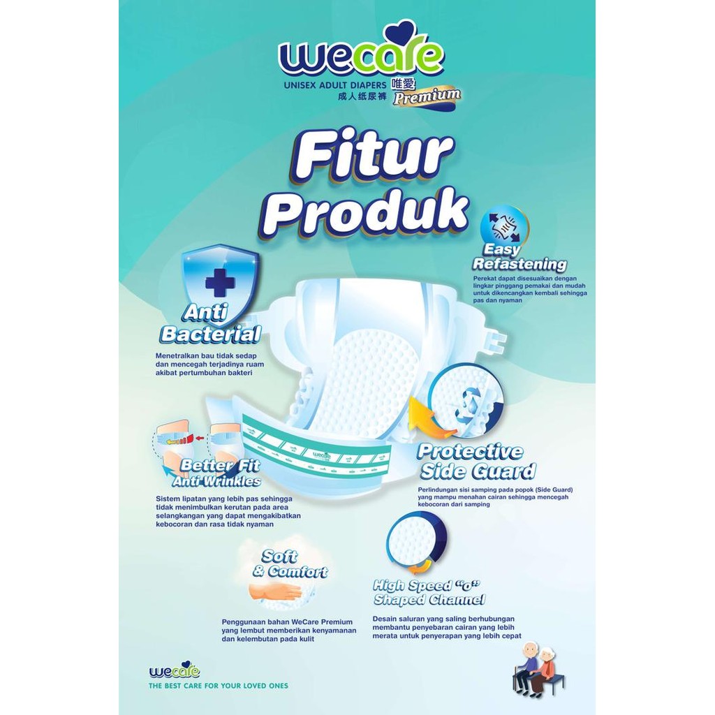 WECARE Adult Diapers Premium M10 L8 XL8 Popok Perekat We Care
