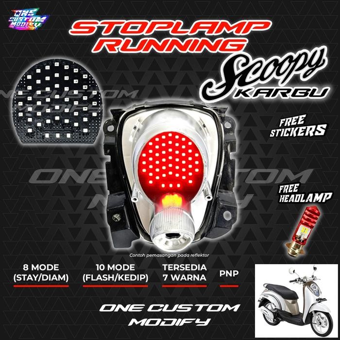 STOPLAMP RUNNING SCOOPY KARBU LAMPU LED REM BELAKANG TAILIGHT MOTOR VARIASI ONE CUSTOM MODIFY