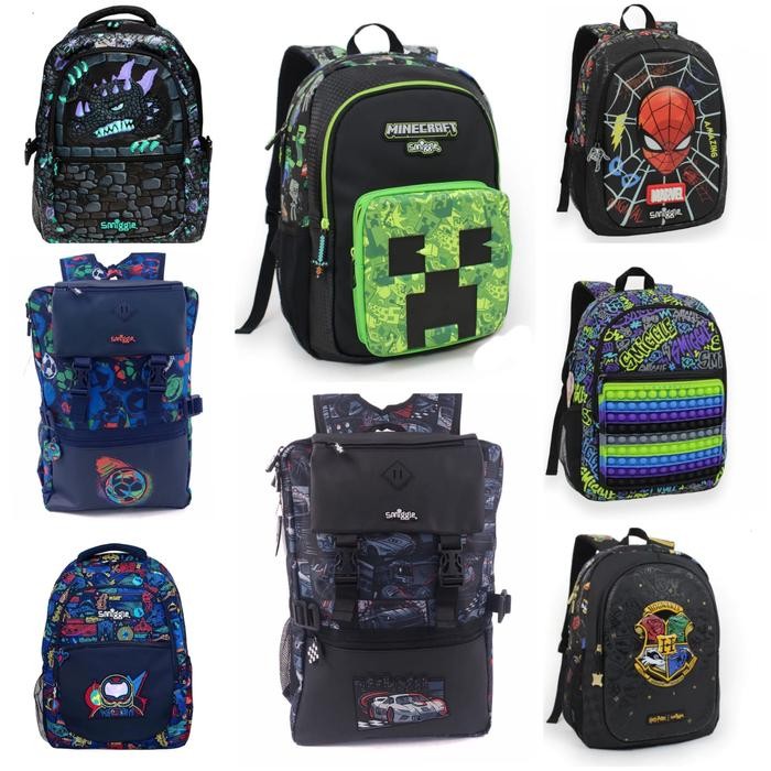 Tas Smiggle Anak SD Ransel Sekolah Cat Unicorn Minecraft Ball Marvel *