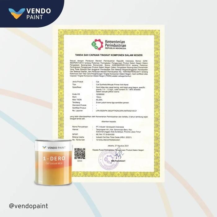 [rdd] - Vendopaint Cat Dasar Besi /Cat Meni Besi 1-DERO 1 kg - Ekonomis Murah