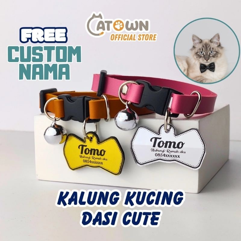 Kalung Kucing Custom Nama Bentuk Dasi Lucu Kalung Lucu Kucing Kalung Anjing Poodle Custom Nama