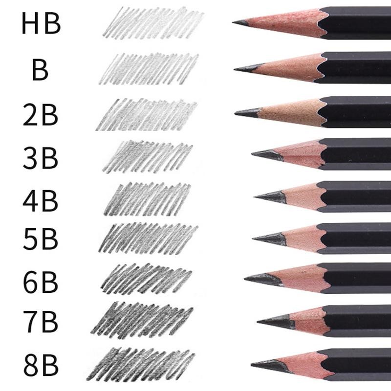 

12Pcs Hb-8B Sketch Charcoal Pencil 17.5 X 0.7Cm Hexagonal Pencil Holder High-Quality Graphite Pen