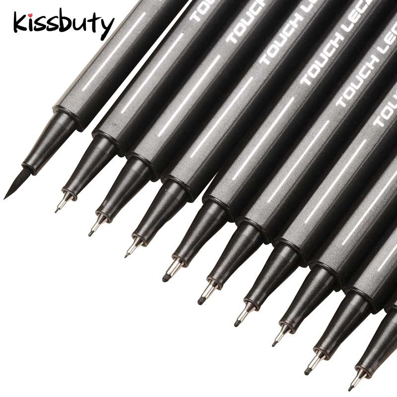 

10Pcs/Set Pigment Liner Micron Ink Marker Pen Based Brush Markers Different Tip Black Fineliner