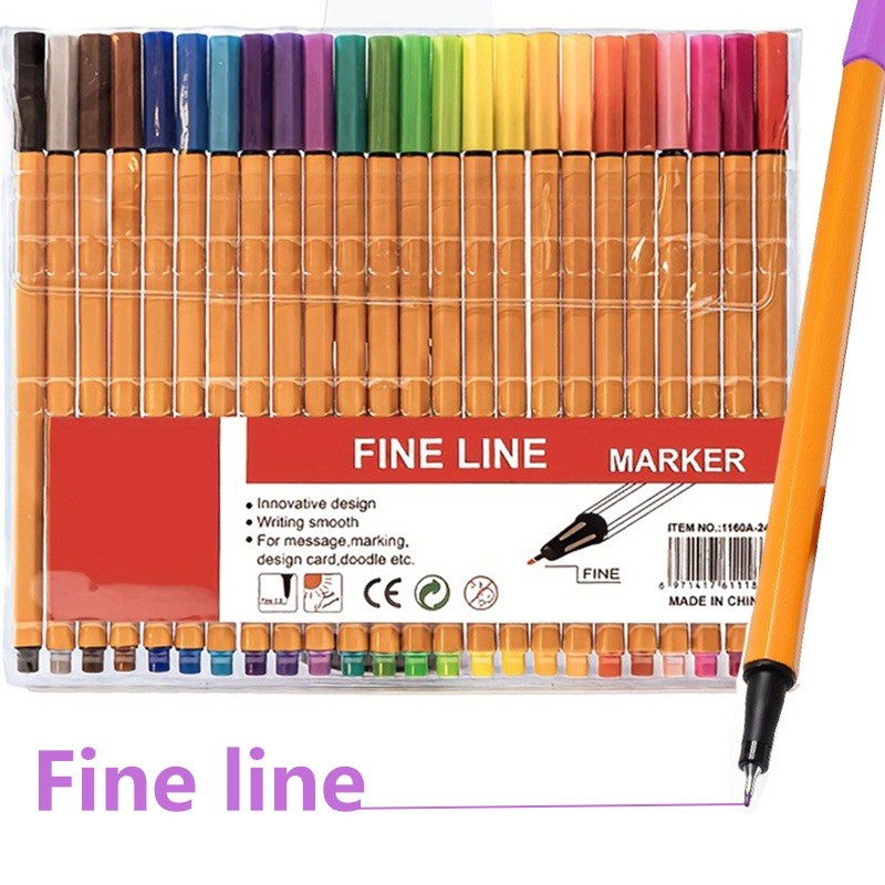 

6/10/12/18/24Color Fine Line Markers, 0.5Mm, Suitable For Notes, Marking, Design Cards, Art Supplies