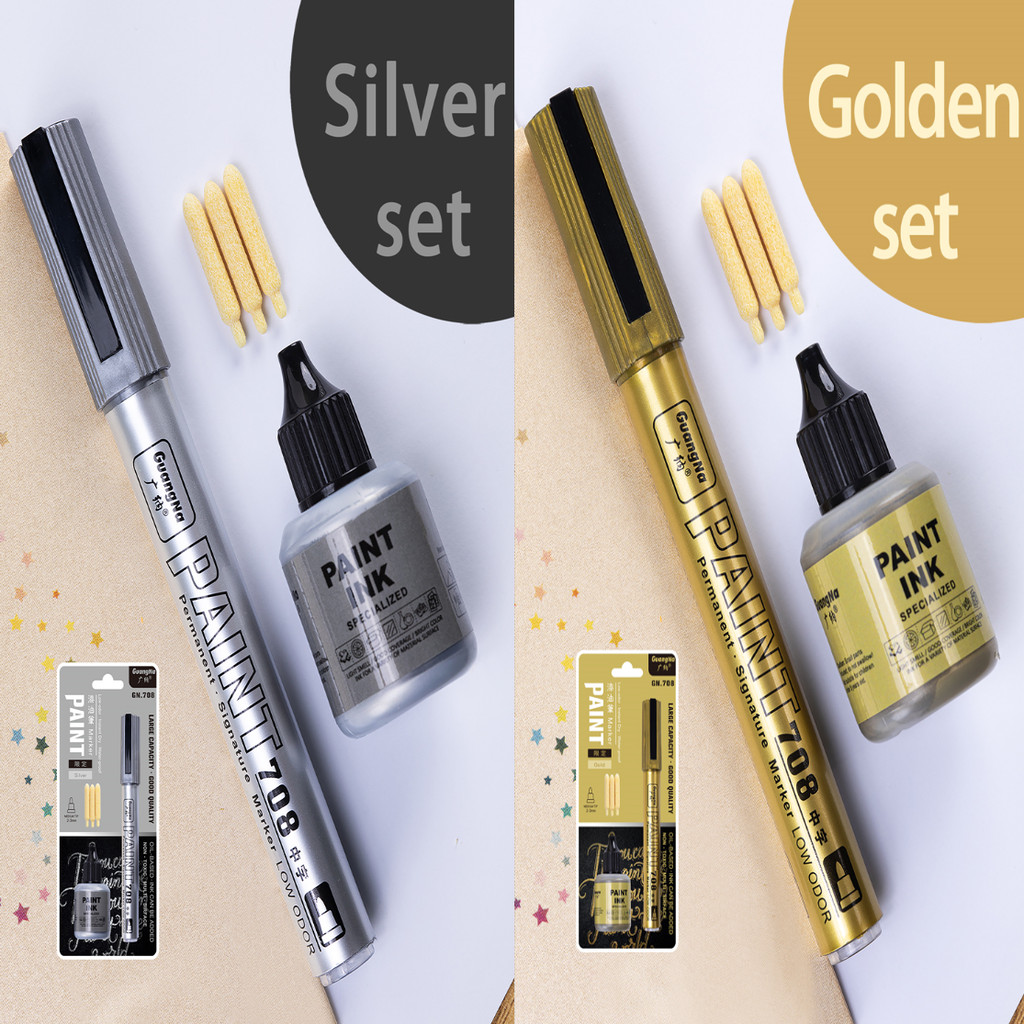 

Acrylic Paint Pens Metallic Painting Markers Set 2~3Mm With Ink And Replace Tip For