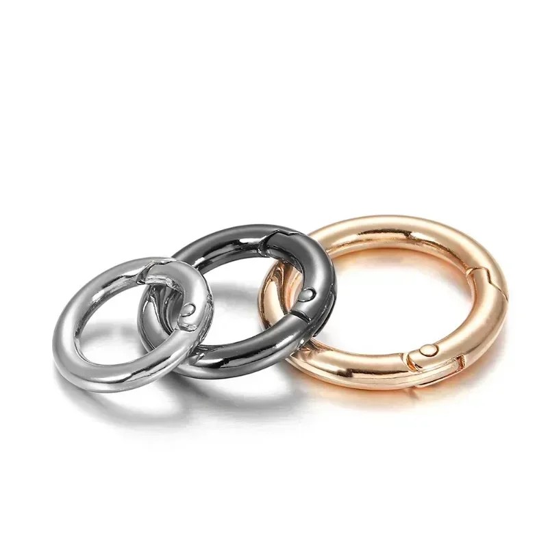 

2/5/10Pcs Metal Ring Spring Clasps For Diy Jewelry Openable Round Carabiner Keychain Bag Clips Hook