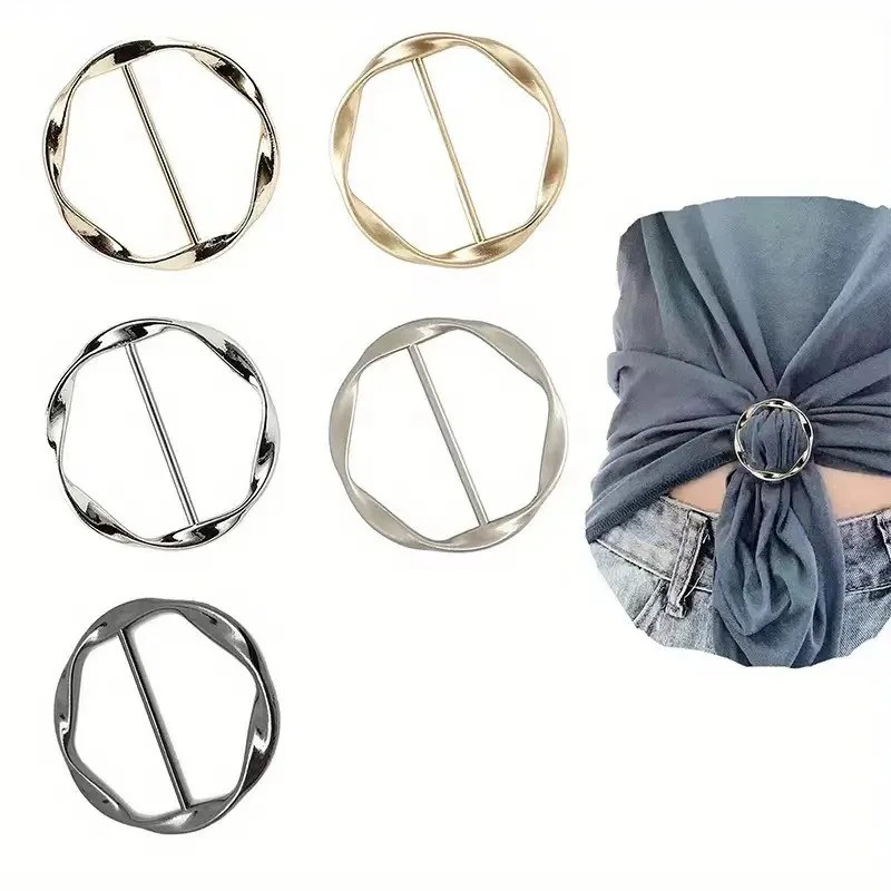

2/5/6Pcs Scarf Clips Ring T Shirt Clip For Women Fashion Metal Circle Buckle Clothing Ring Wrap