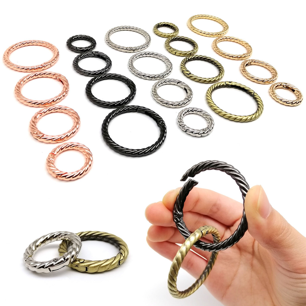 

5X Twist Spring O Ring Openable Leather Bag Handbag Strap Buckle Connect Keyring Pendant Key Dog