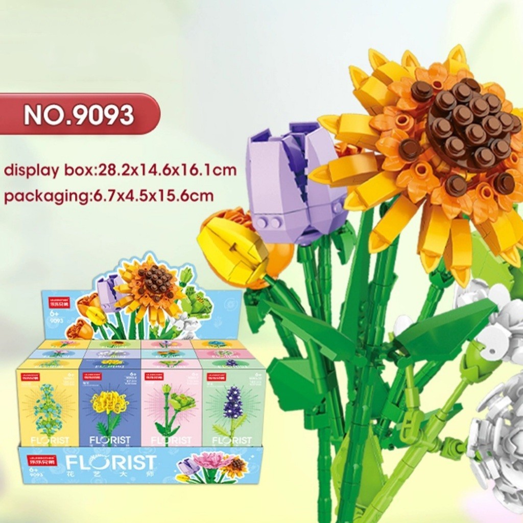 JIHUI Bouquet Bunga/Bricks Bunga/Flower Block Toys/Flower Bricks Plant Collection Flower Bouquet