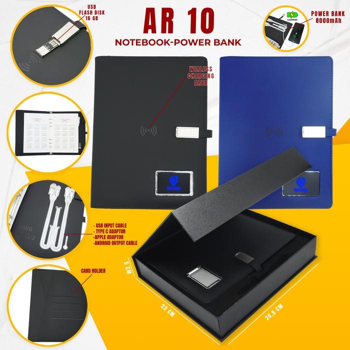 

AqibSaza Notebook Agenda Giftset dengan Powerbank, FlashDisk, dan LED Logo AR 10