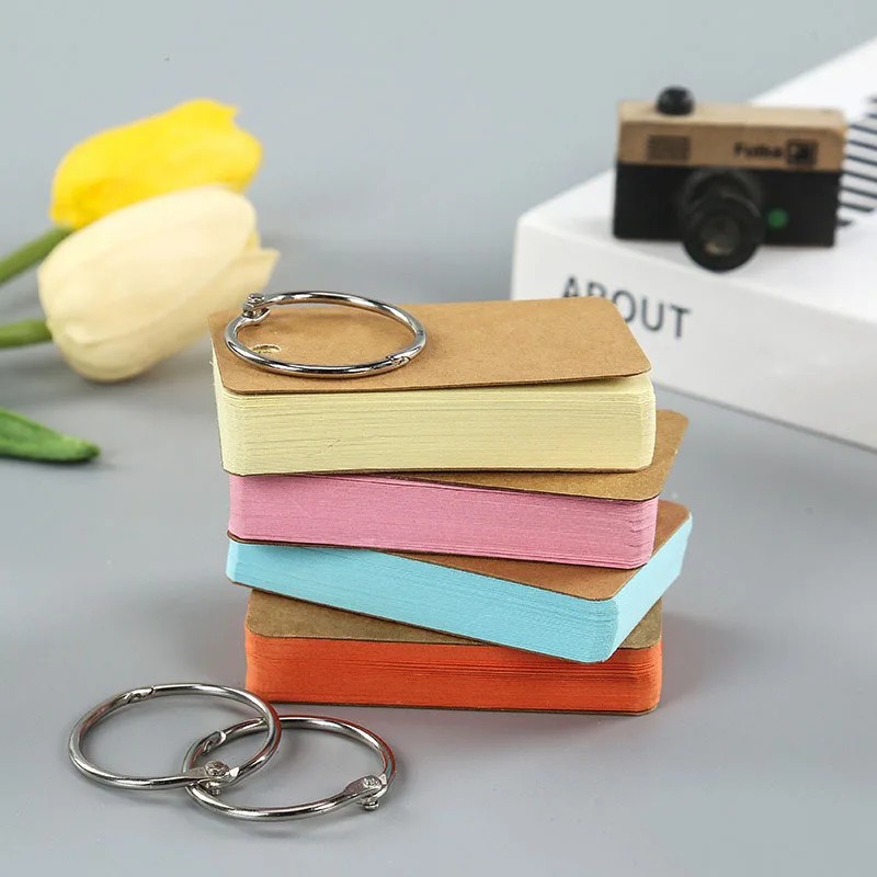 

50Pcs Blank Memo Pads Flash Cards Loose-Leaf Index Cards Candy Colors Stationery Small Revision