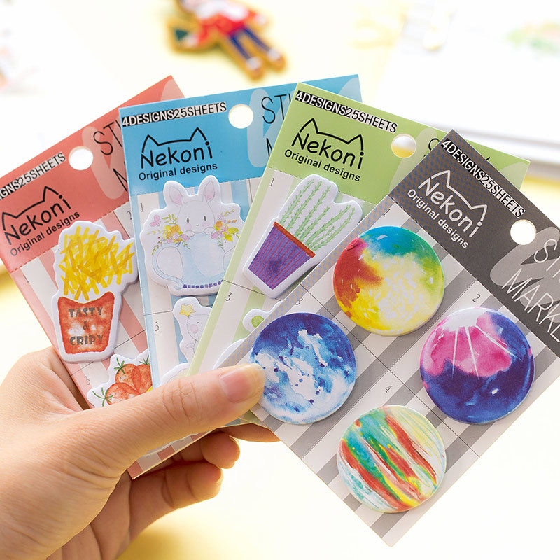

1-Pack Japanese And Korean Style Creative Starry Planet Series Round Memo Pad Memo Pad Notebook