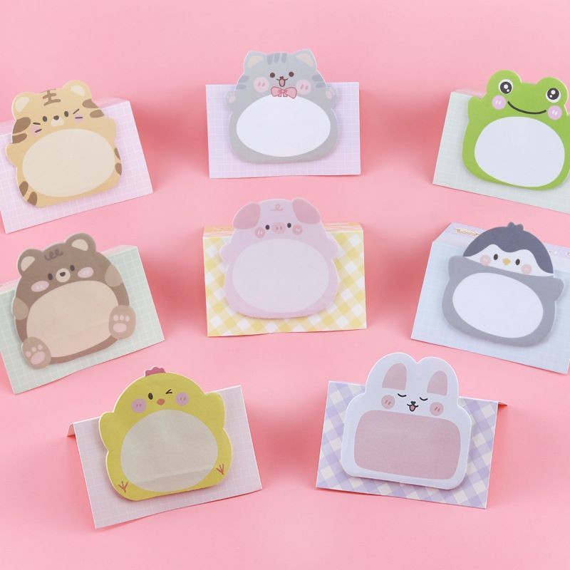 

8 Piece Adhesive Kawaii Cartoon Animals Sticky Notes Notepad Memo Pad Stationery Sticker