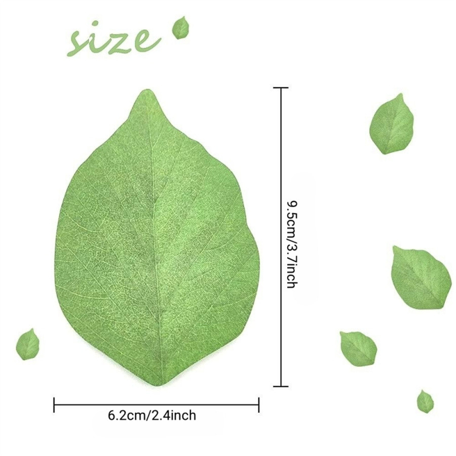 

50 Sheets/Pad Creative Green Leaf Shaped Sticky Notepad, Photo Wall Refrigerator Decoration Sticker,