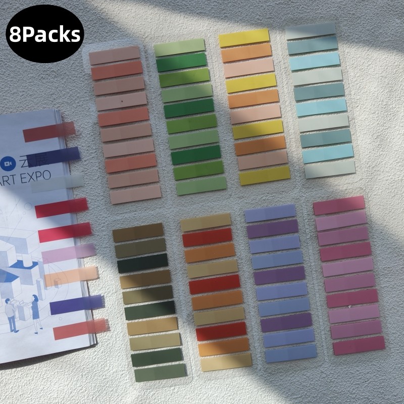 

8 Packs 1600 Sheets Blacks Sticky Notes Self-Adhesive For Books-Reading Annotation Notepad Bookmarks