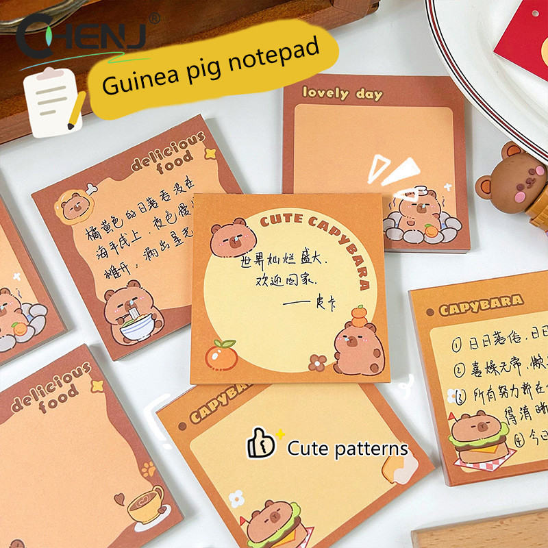 

50Sheets Kawaii Capybara Cartoon Animals Sticky Notes Pad Decorative Stationery Stickers Office