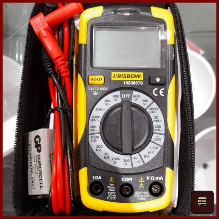 KRISBOW MULTIMETER MULTITESTER DIGITAL COMPACT 600V QRE41 WITH NCV