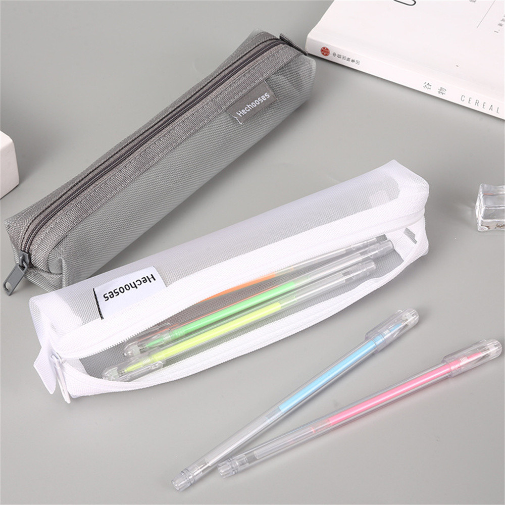 

Transparent Mesh Pencil Cases For Student Boy Girl Fashion Simplicity Pencil Pouch Stationery