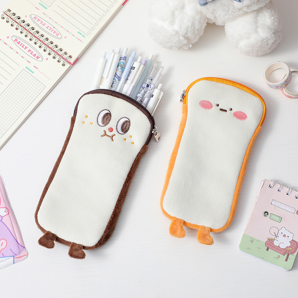 

Korean Cartoon Toast Plush Pen Bag Cute Soft Cute And Large Capacity Girl Pencil Storage Bag Primary
