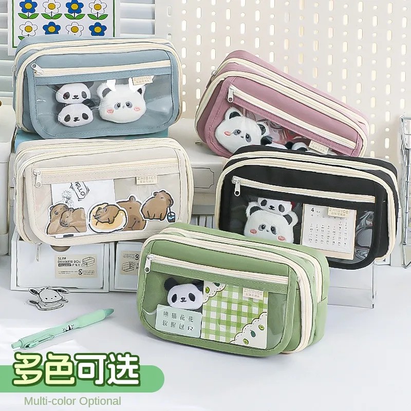 

9-Layer Large Capacity Pencil Case With Transparent Compartment Durable Stationery Storage Bag For