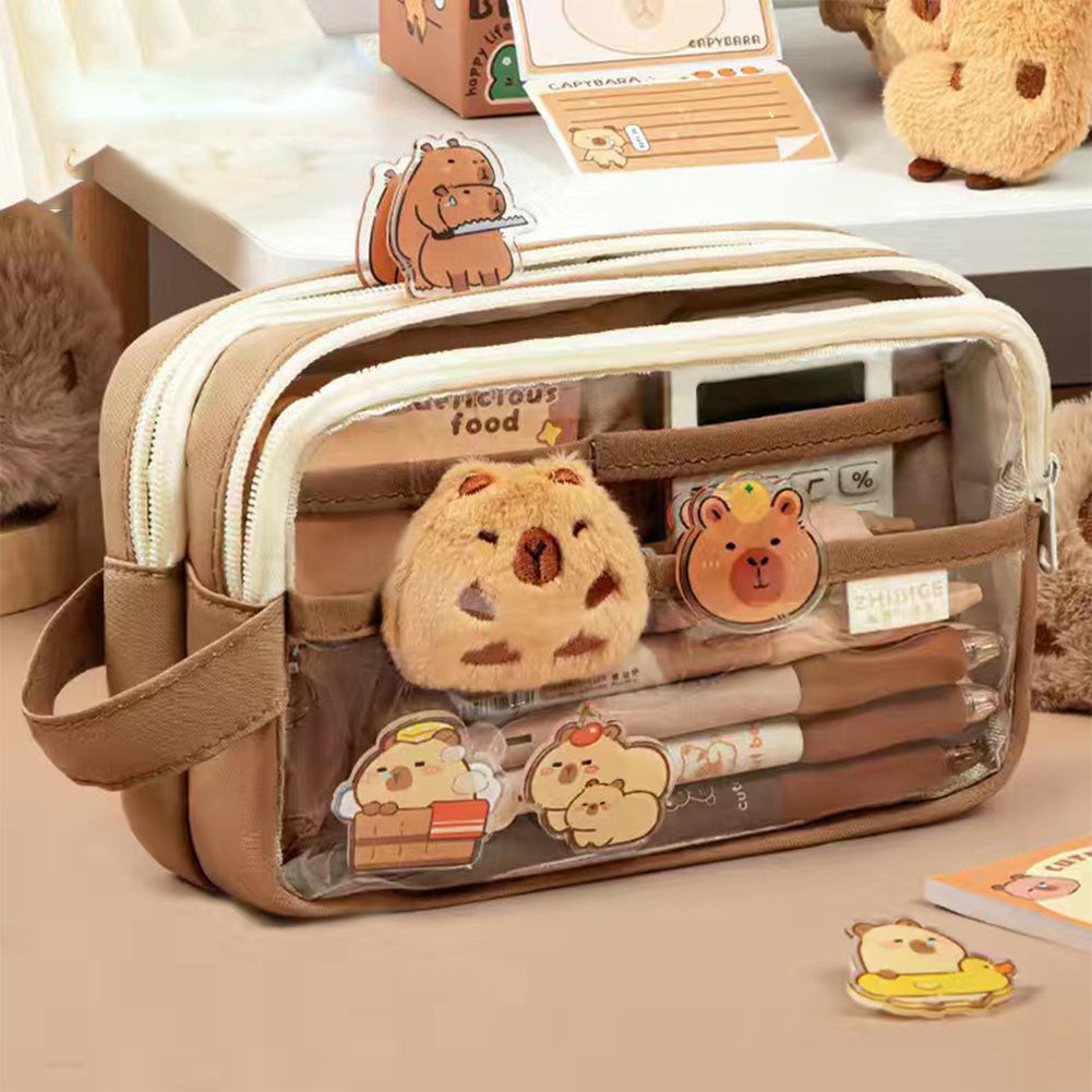 

Cute Capybara Pencil Case Cute Capybara Pins And Plush Stickers And Memo Pad Clear Aesthetic Pencil