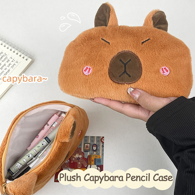 

Capibara Plush Pencil Case Cartoon Capybara Large Capacity Pen Pouch Stationery Storage Bag Cosmetic