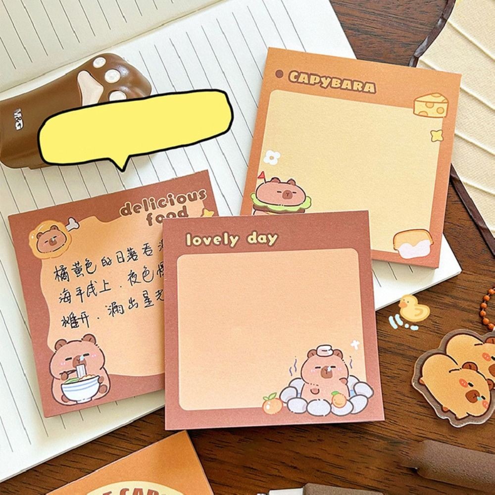 

50 Sheets Kawaii Capybara Memo Pad Creative Non-Adhesive N Times Sticky Notes Portable Multifunction