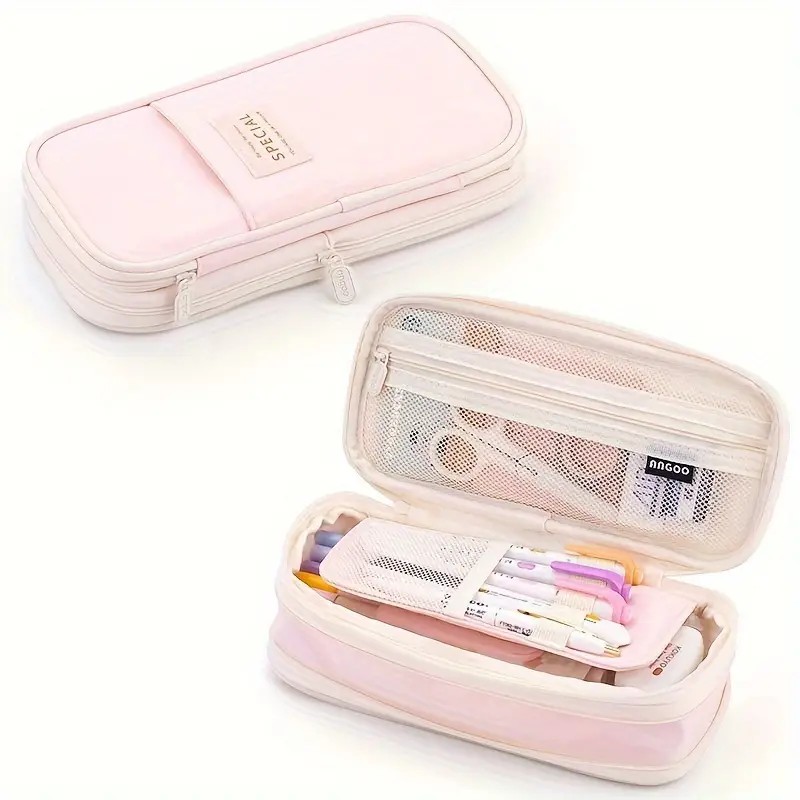

Kawaii Pencil Case Large Capacity Pen Bag Double Layer For Students Pouch Holder Box Office