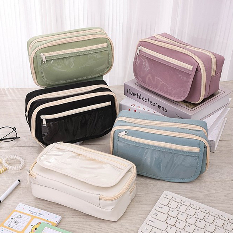 

Kawaii Large-Capacity Pencil Bag Flip-Top Translucent Student Stationery Storage Bag Boys And Girls
