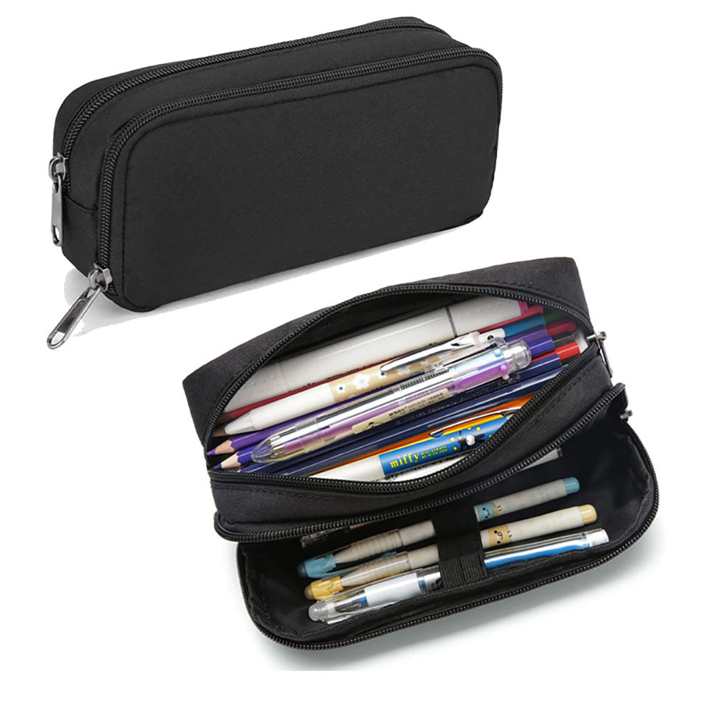 

1 Large Capacity Oxford Cloth Student Pencil Case, Double-Layer Zipper Stationery Bag, Minimalist