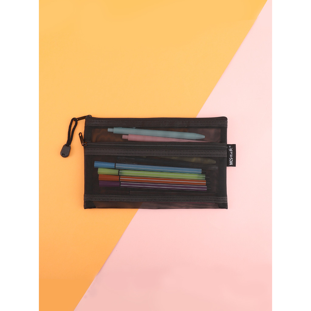 

Mesh Pencil Case With Zipper Design Clear Stationery Pencilcase Estuche Back-To-School Trousse Gift