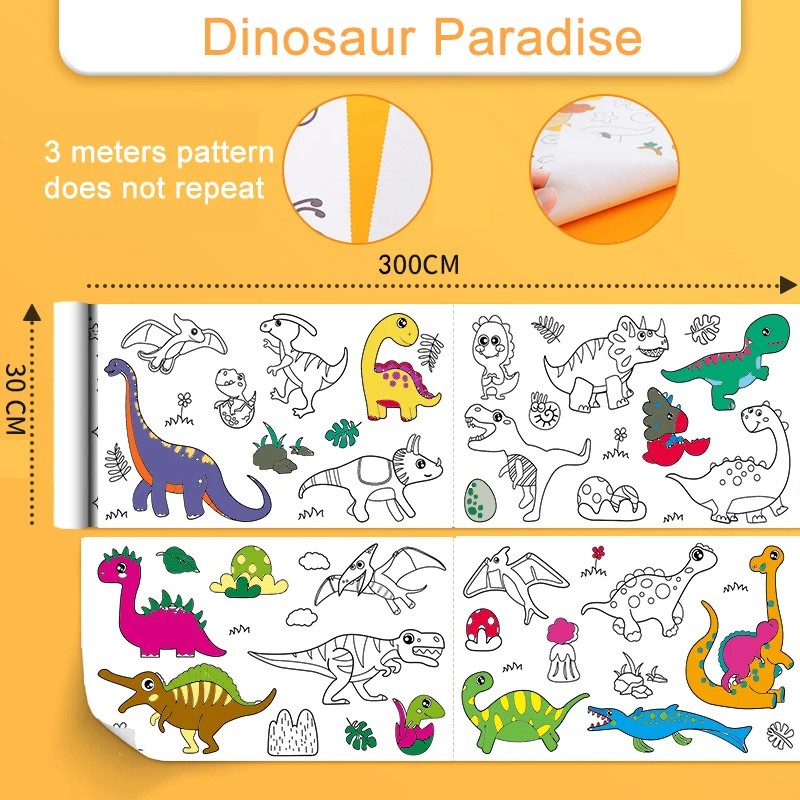 

Children Drawing Roll Diy Sticky Color Filling Paper Coloring Paper Roll For Kids Diy Painting