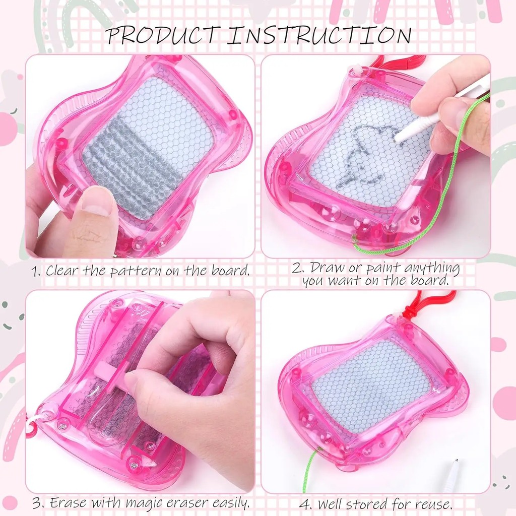 

1-10Pcs Mini Magnetic Drawing Board Keychain Doodle Pad With Stylus Portable Toy Erasable Writing
