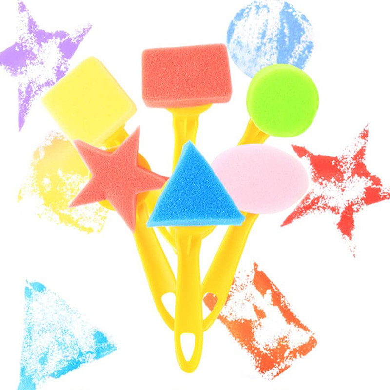 

Children Diy Graffiti Sponge Brush Set Drawing Toys Broom Shaped Seal Sponge Brush Art Brush