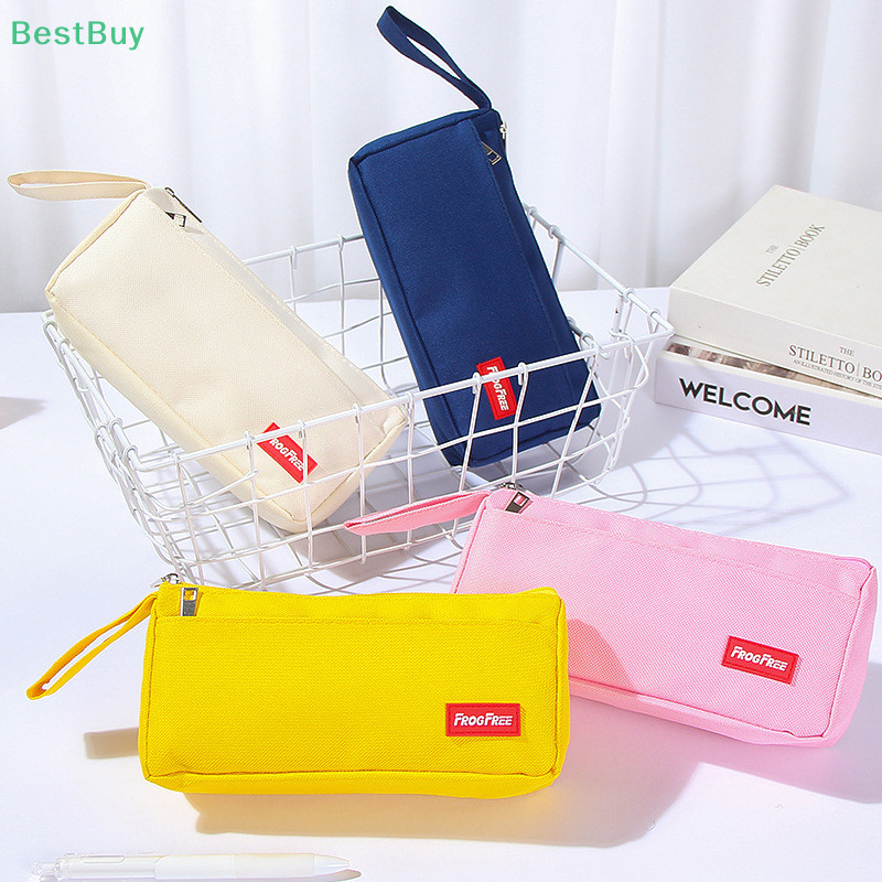 

Large Capacity Pencil Cases Students Multifunctional Pen Bags Simple Solid Color Stationery Storage