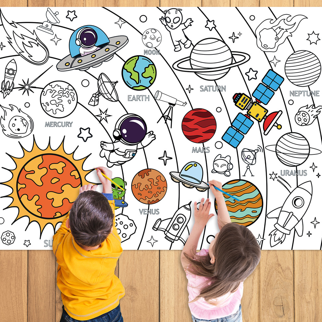 

Big Children Drawing Diy Space Sticky Color Filling Paper Coloring Paper Large Coloring Tablecloth