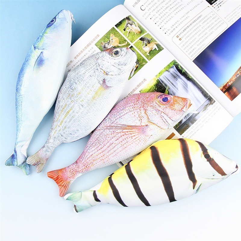 

Fish Pencil Bag Carp Pen Bag Realistic Fish Stationery Pouch Pen Pencil Case With Zipper Back To