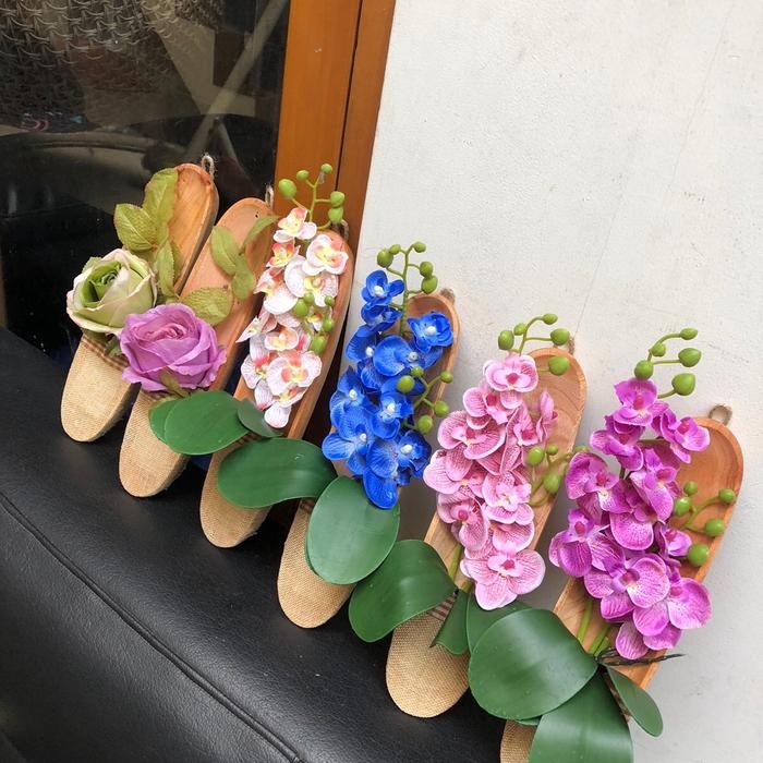 JTTOP" RUBBY- HIASAN BUNGA ANGGREK MAWAR VAS KAYU UNIK / SEPATU BUNGA VAS KAYU UNIK