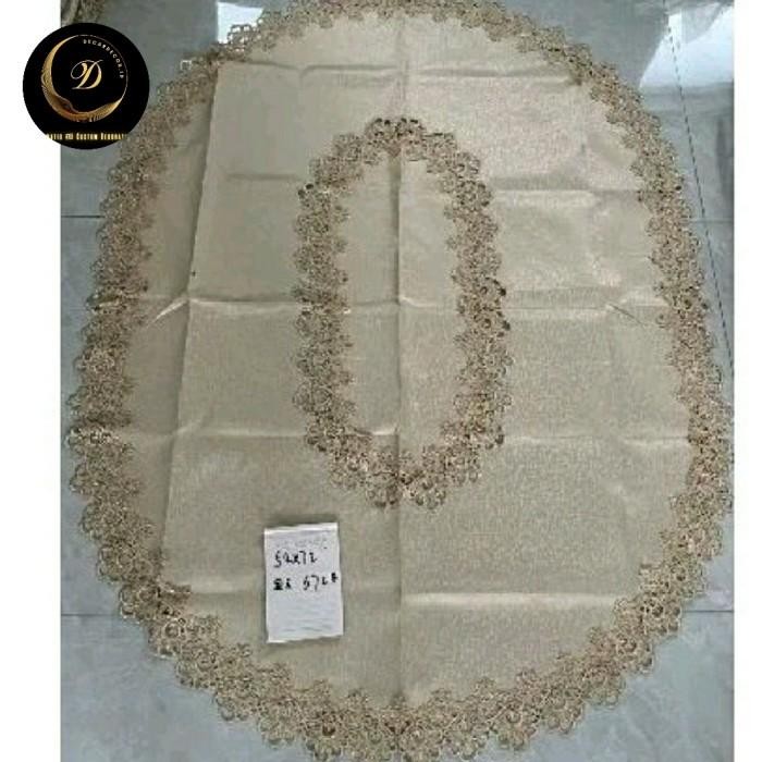 Decardecor - Taplak Meja Tamu Oval Bordir Import Mewah 6-8 Kursi Taplak Meja Modern