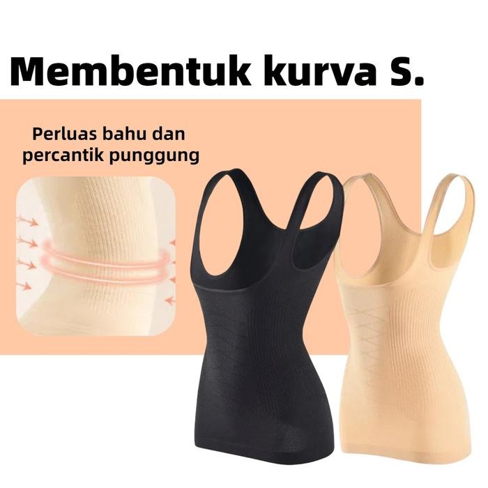 Zareen- Korset Wanita Seamless Tanktop Bra Panjang Korset Pengecil Mengencangkan Perut 813