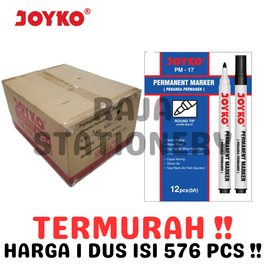 

JOYKO PERMANENT MARKER BLACK BLUE RED SPIDOL PERMANEN HITAM BIRU MERAH JOYKO KARTON [DUS] - RAJA BIGBOX