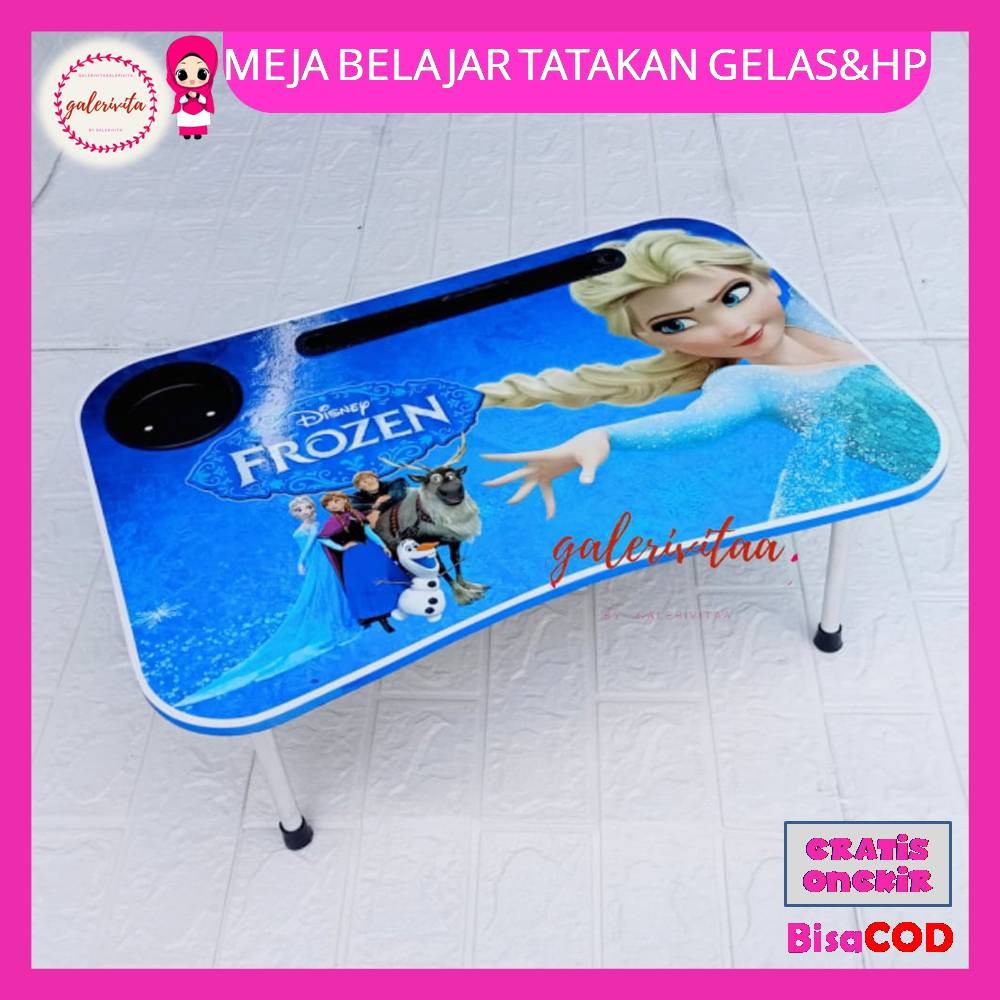 Meja Belajar Lipat Karakter Disney Frozen / Meja Leptop Tempat Gelas / Meja Belajar Lipat Portable *
