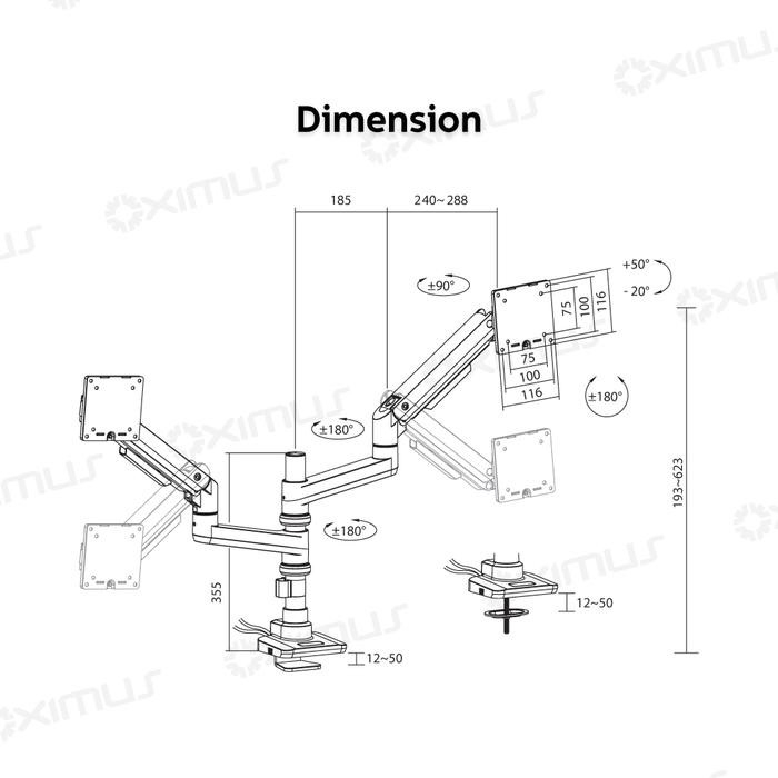 

Heavy-Duty Counterbalance Gas spring Monitor Laptop Dual Arm OXIMUS P220