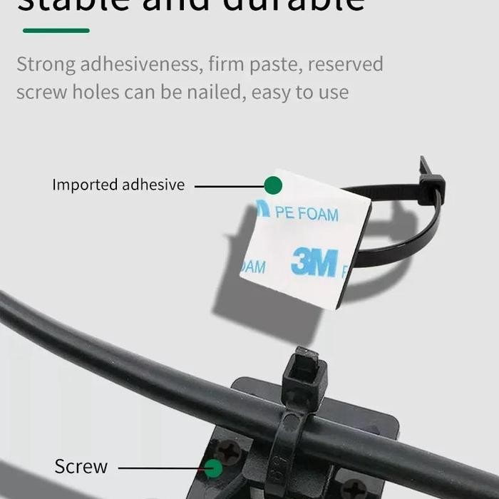 

Cabel Tie Mounts 25x25mm Perapih Kabel Pengikat Kabel Cabel Management Per Pack