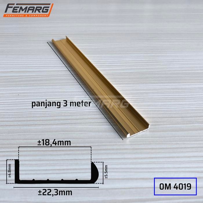 

Profil edging aluminium bulat OM 4019 FEMARG profil alumunium gagang pintu lemari edging